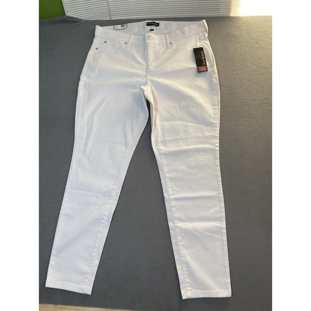 NWT Kim Rogers White Skinny Jeggings Size 14 Petite Stretch Tummy Control Beachy